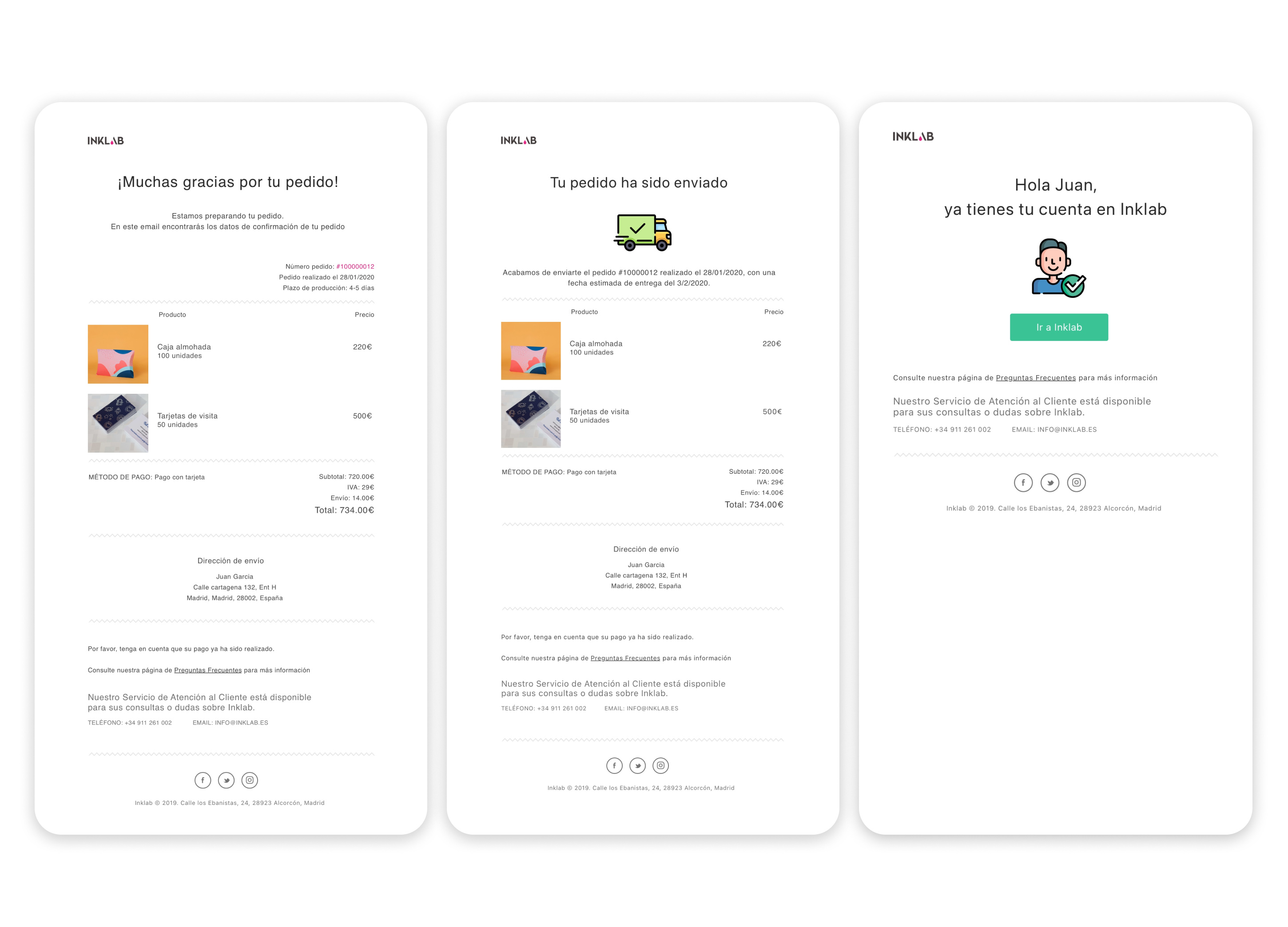  diseños de varios emails de comunicacion con usuarios