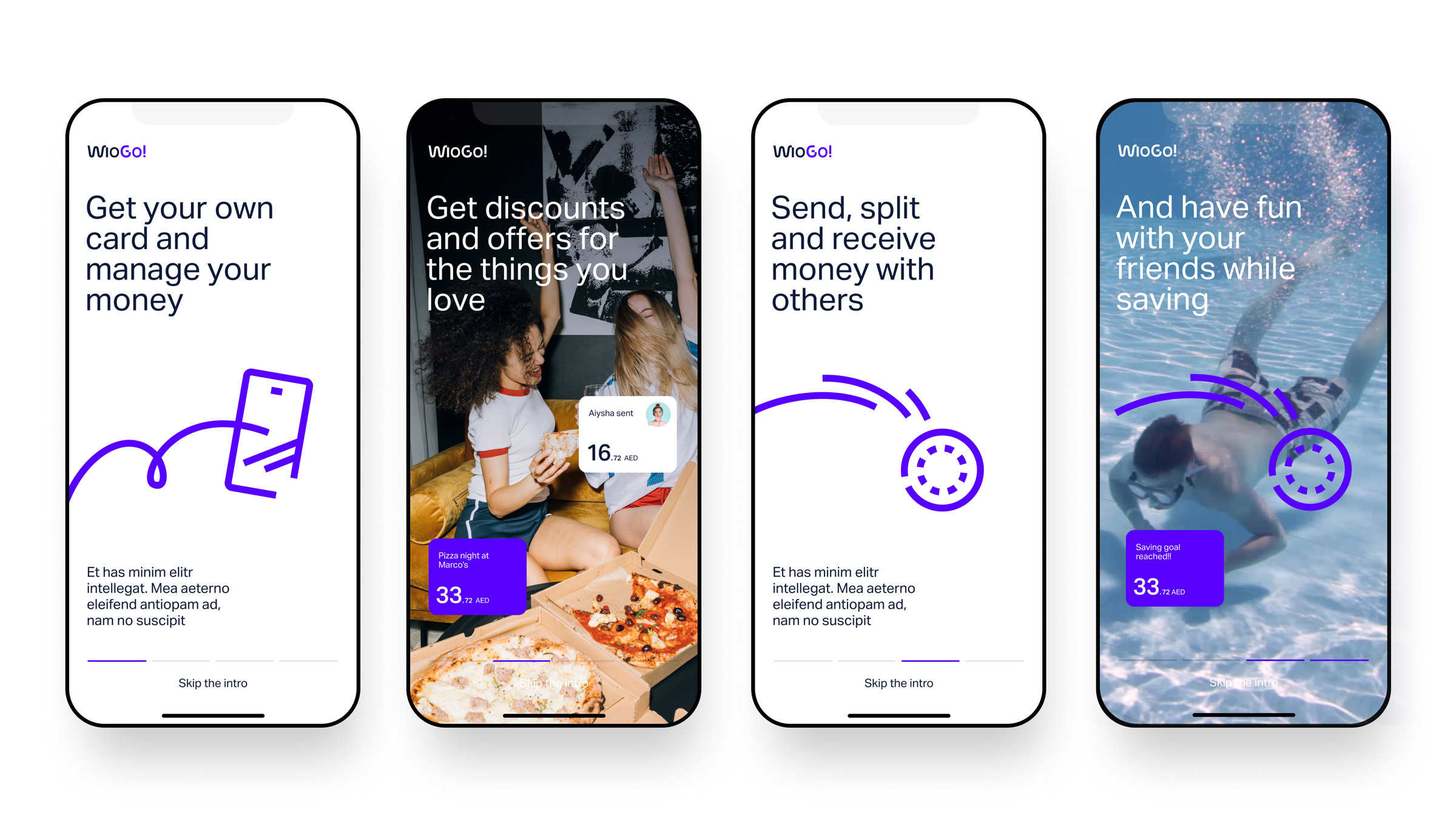 Diferentes diseños de la animación entrada
