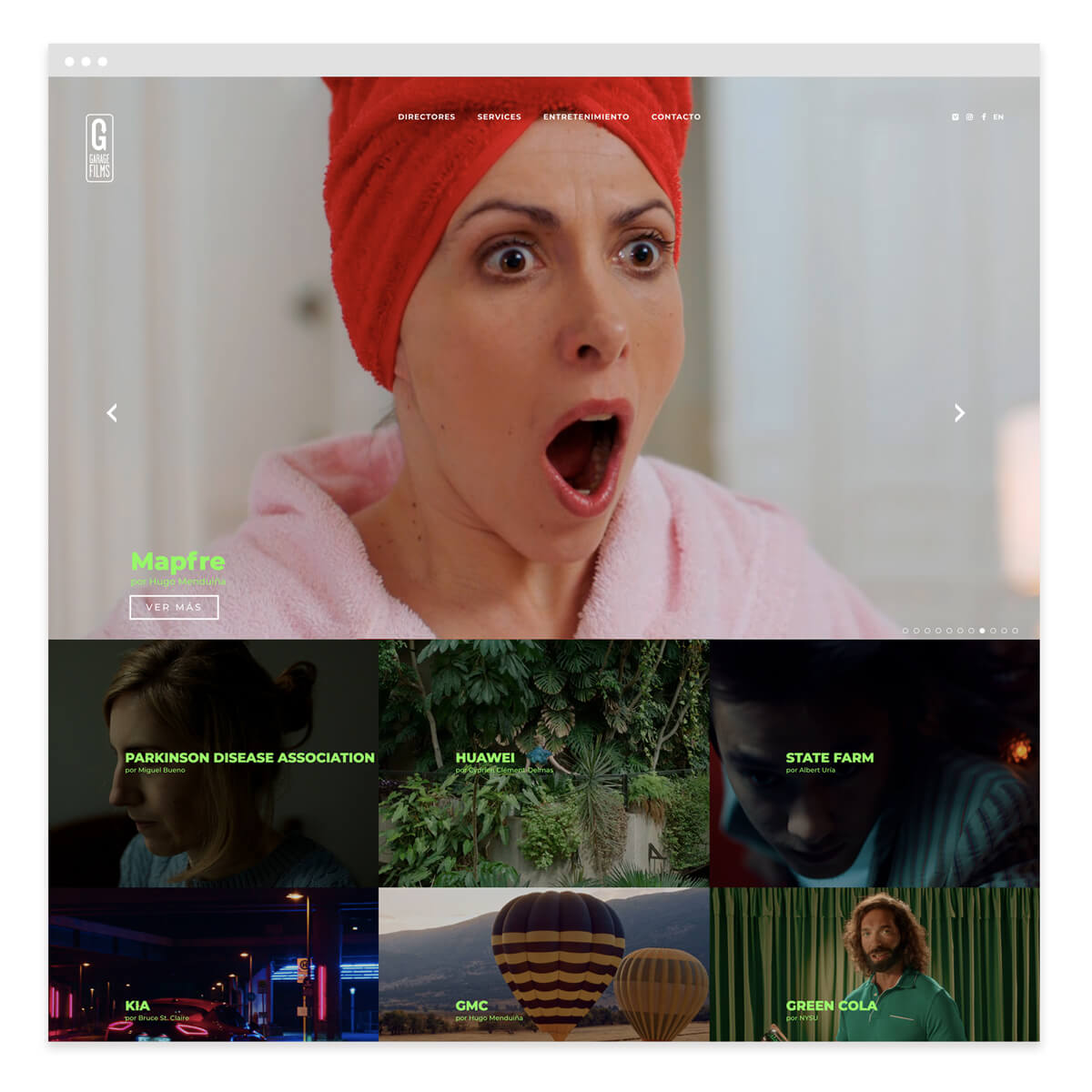 Diseño web de en wordpress para productora. Desarrollo en JS.