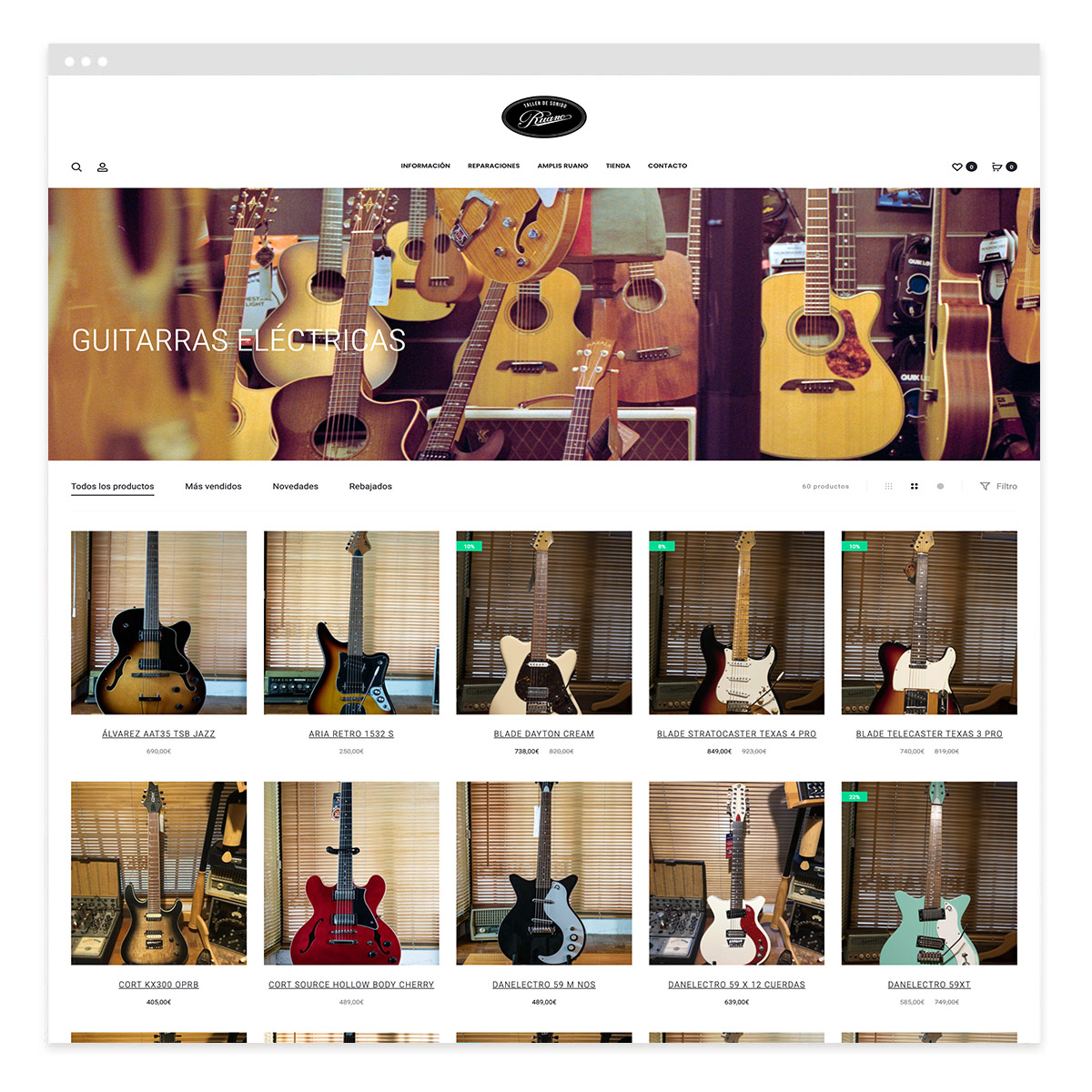 Diseño web de en wordpress para tienda de instrumentos musicales.