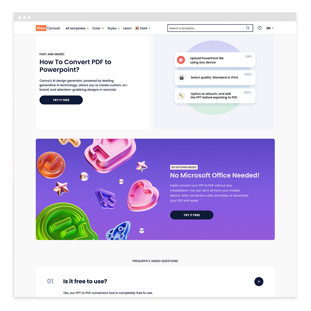 Diseño web para directorio de templates