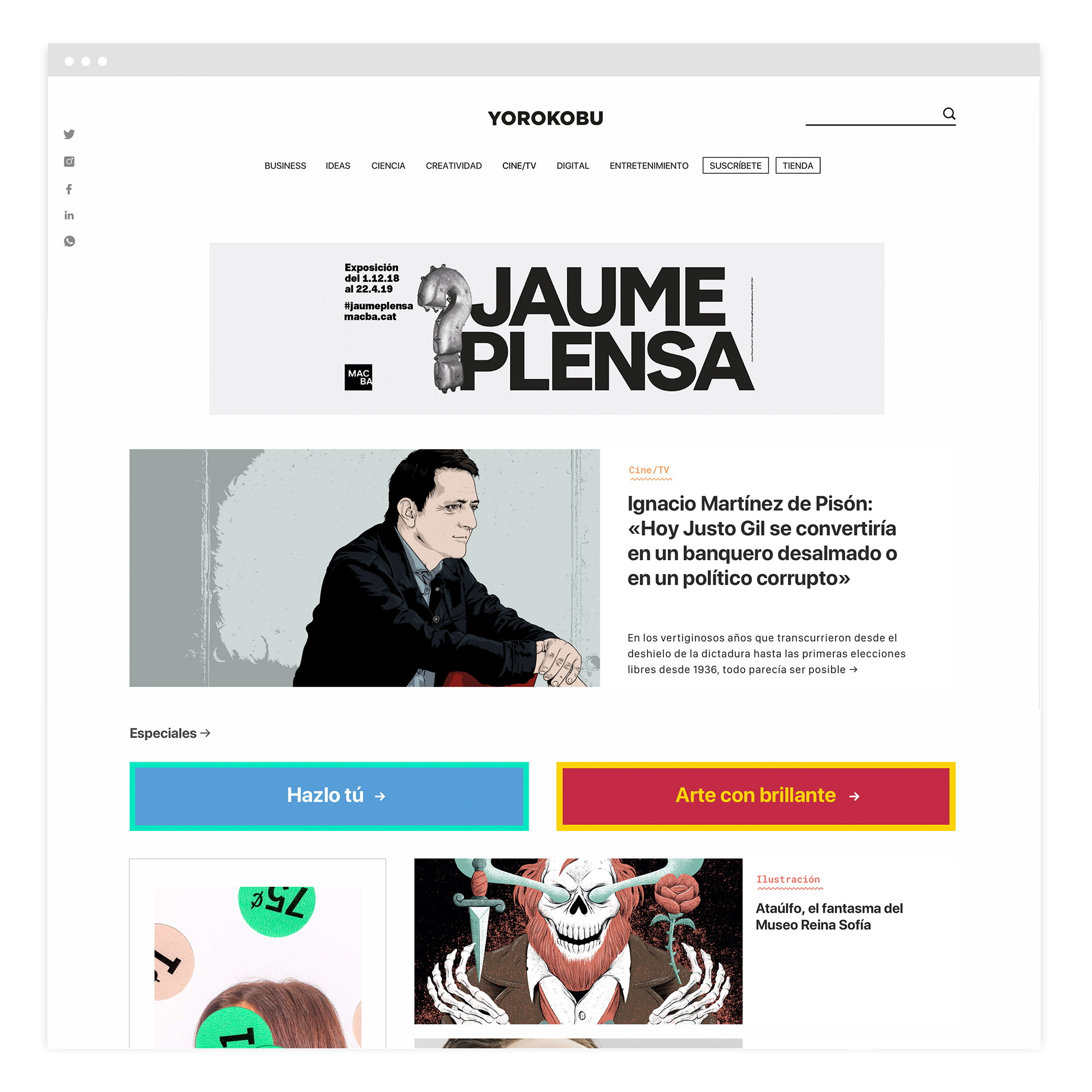 Diseño web de en wordpress para revista Yorokobu